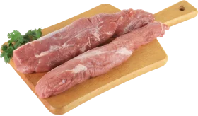 Fresh Raw Pork Meat Cuts on Wooden Cutting Board Clipart Illustration