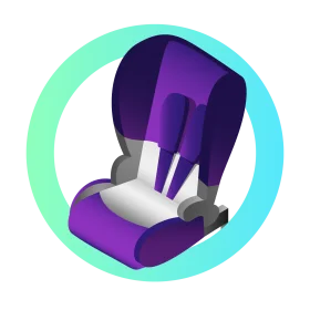 Modern Child Safety Seat Clipart Design with Purple and Teal Color Palette
