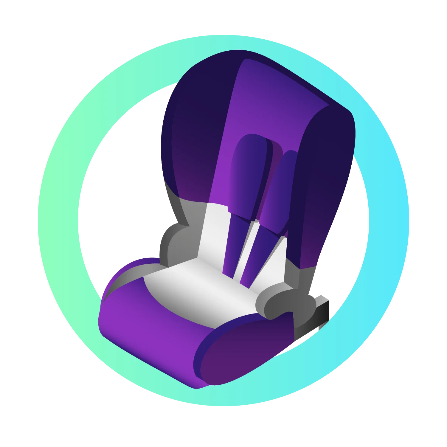 Modern Child Safety Seat Clipart Design with Purple and Teal Color Palette