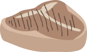Rustic Grilled Pork Steak Clipart Illustration with Charred Grill Lines