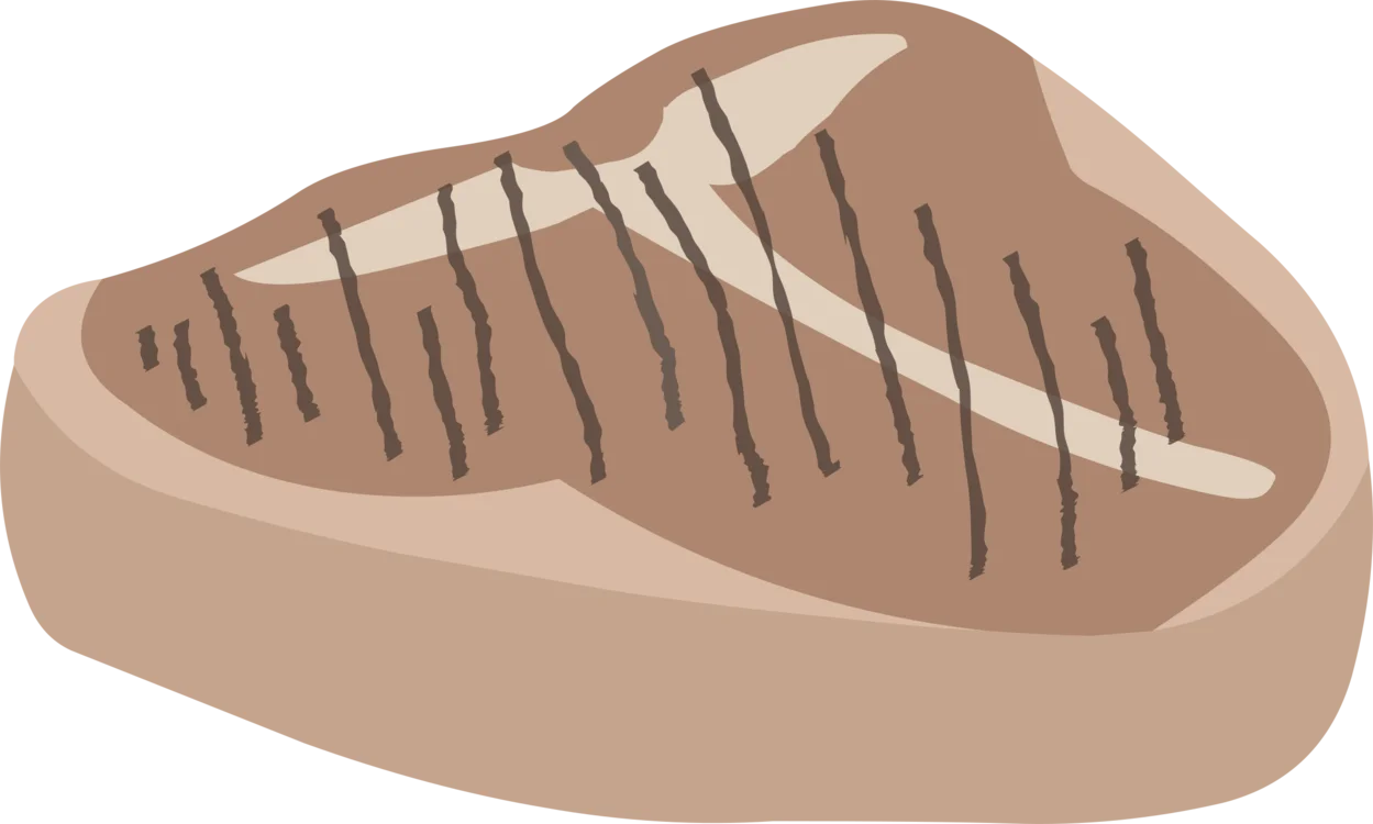 Rustic Grilled Pork Steak Clipart Illustration with Charred Grill Lines