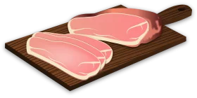 Rustic Wooden Cutting Board with Fresh Raw Pork Meat Slices Clipart Illustration