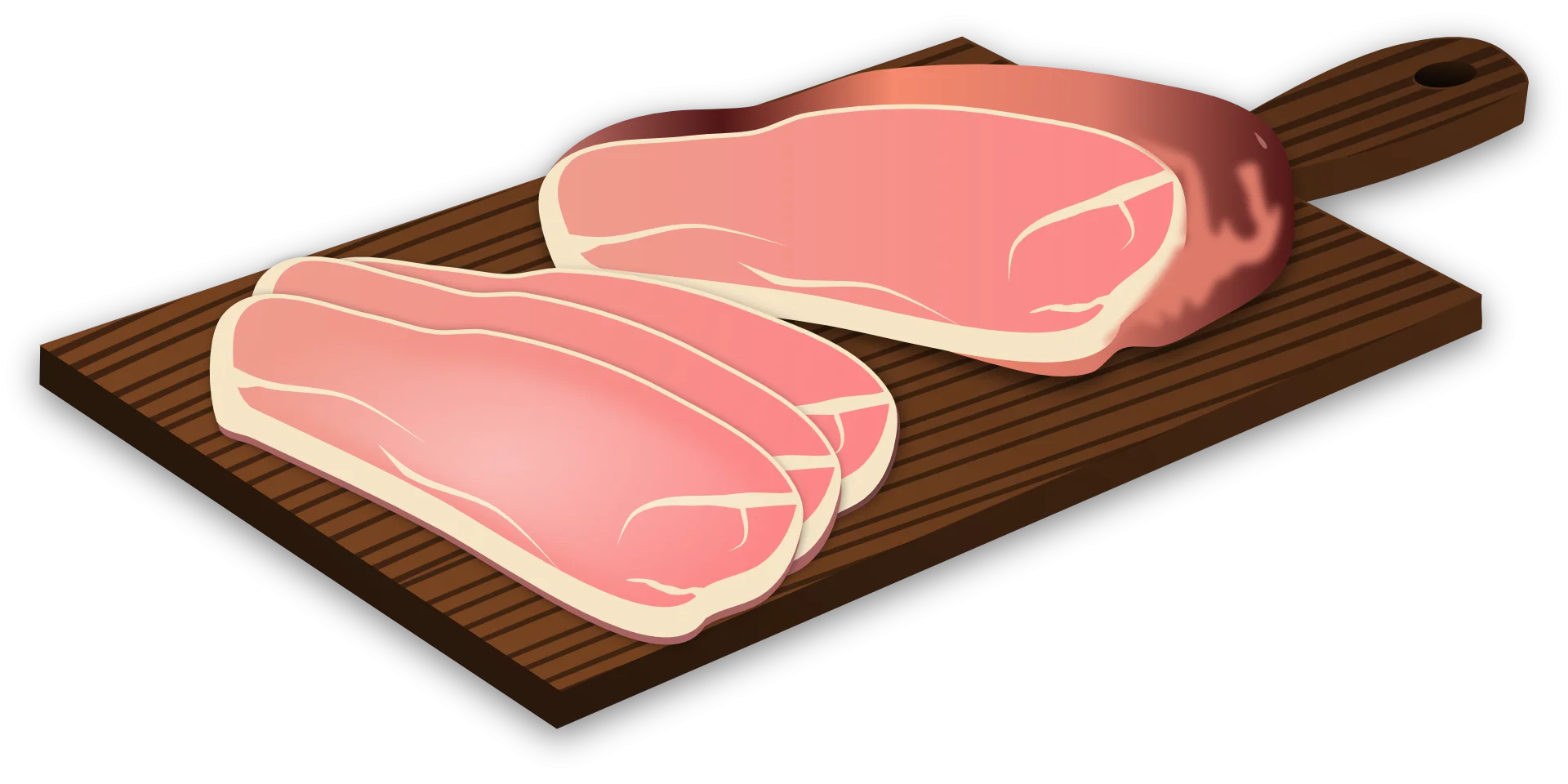 Rustic Wooden Cutting Board with Fresh Raw Pork Meat Slices Clipart Illustration