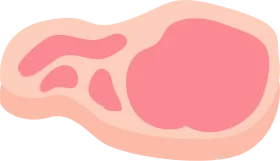 Simplistic Soft-Toned Pork Steak Cross-Section Culinary Clipart Illustration