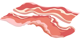 Sizzling Bacon Strips Clipart Illustration with Wavy Curves and Soft Pink Tones