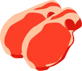 Stylized Red Raw Fresh Pork Meat Cuts Culinary Clipart Graphic Design