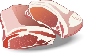 Succulent Raw Pork Cuts Clipart: Detailed Illustration of Fresh Meat Slices