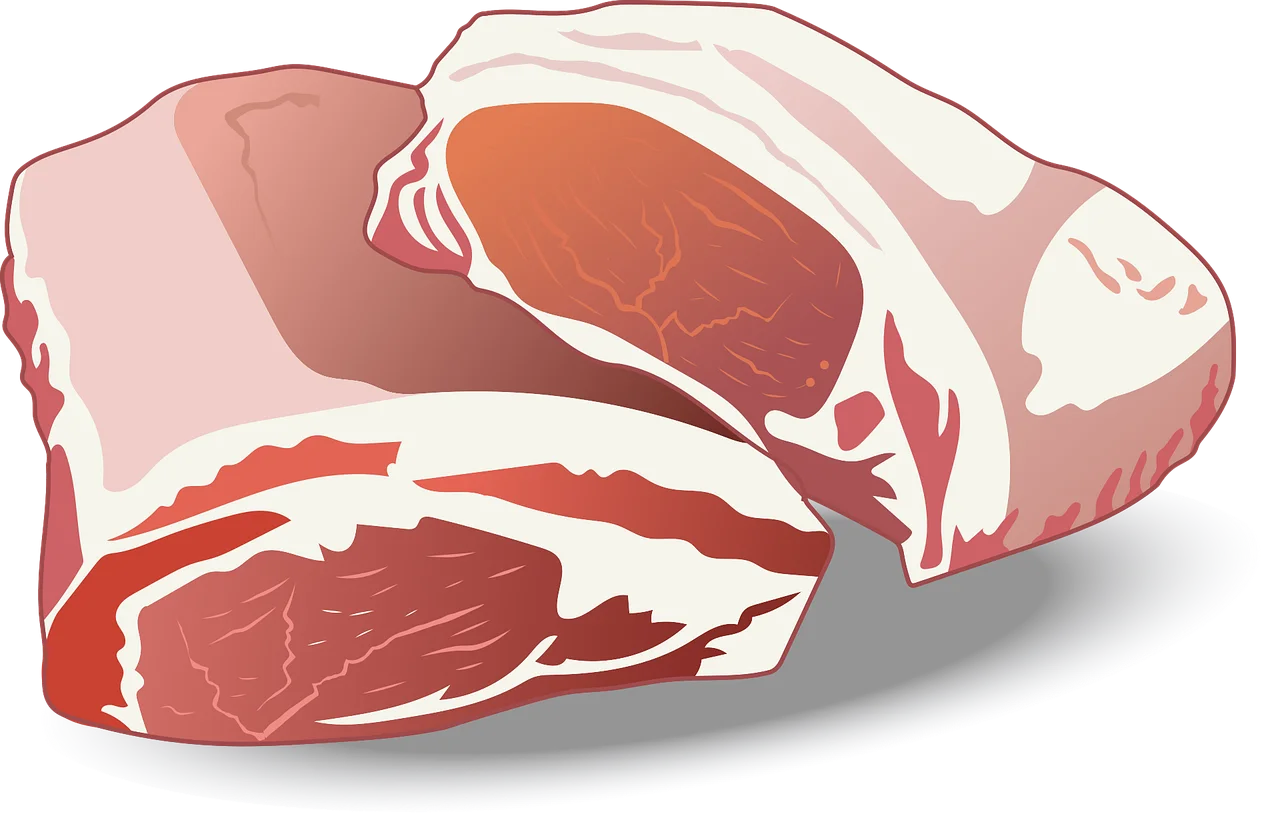 Succulent Raw Pork Cuts Clipart: Detailed Illustration of Fresh Meat Slices