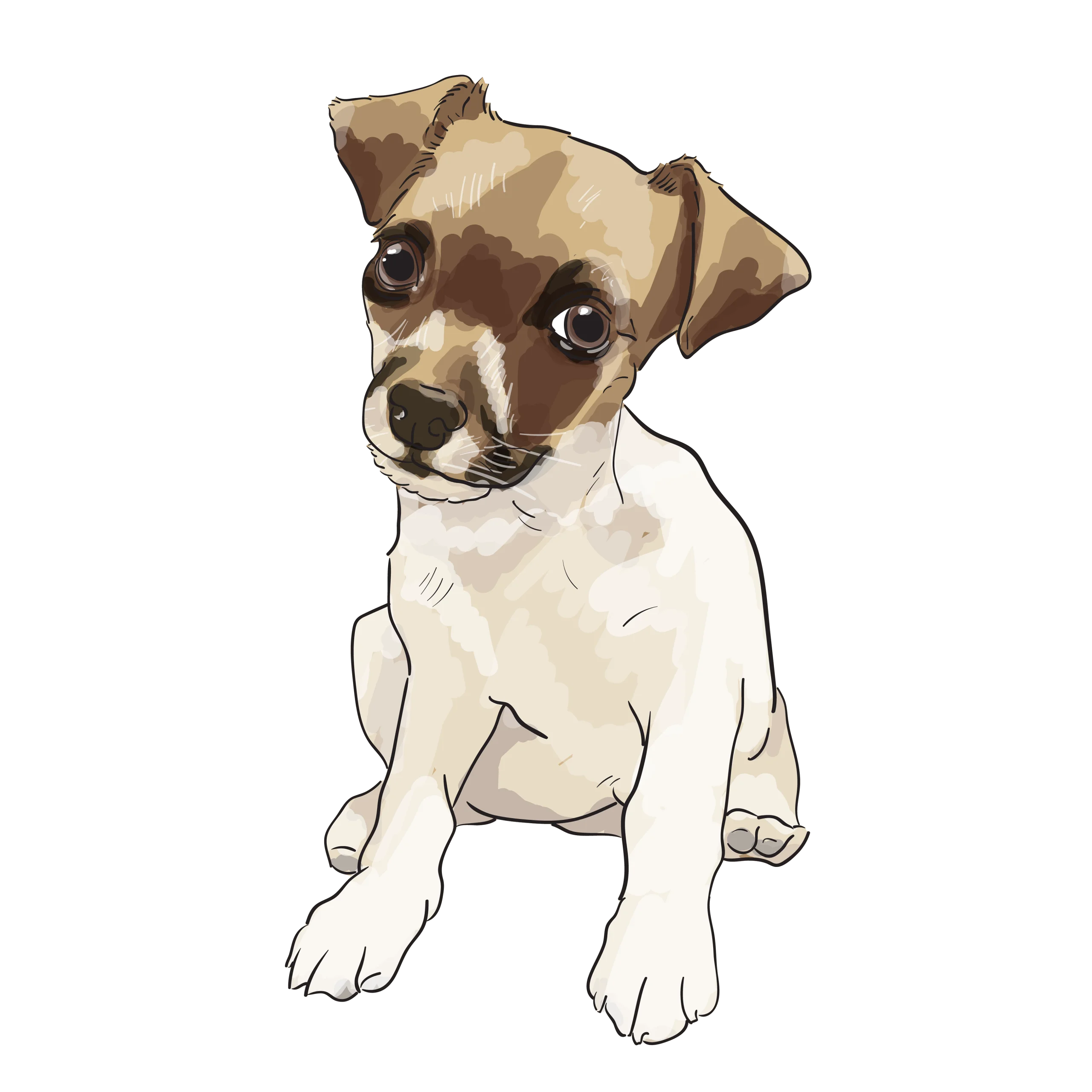 Adorable Jack Russell Terrier Puppy Watercolor Clipart Illustration