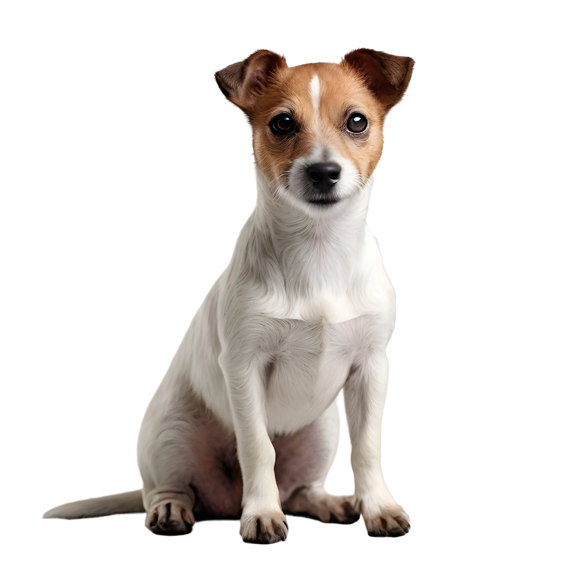 Adorable Jack Russell Terrier Sitting Posed Studio Clipart Portrait