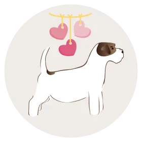 Adorable Jack Russell Terrier with Hanging Heart Clipart Design