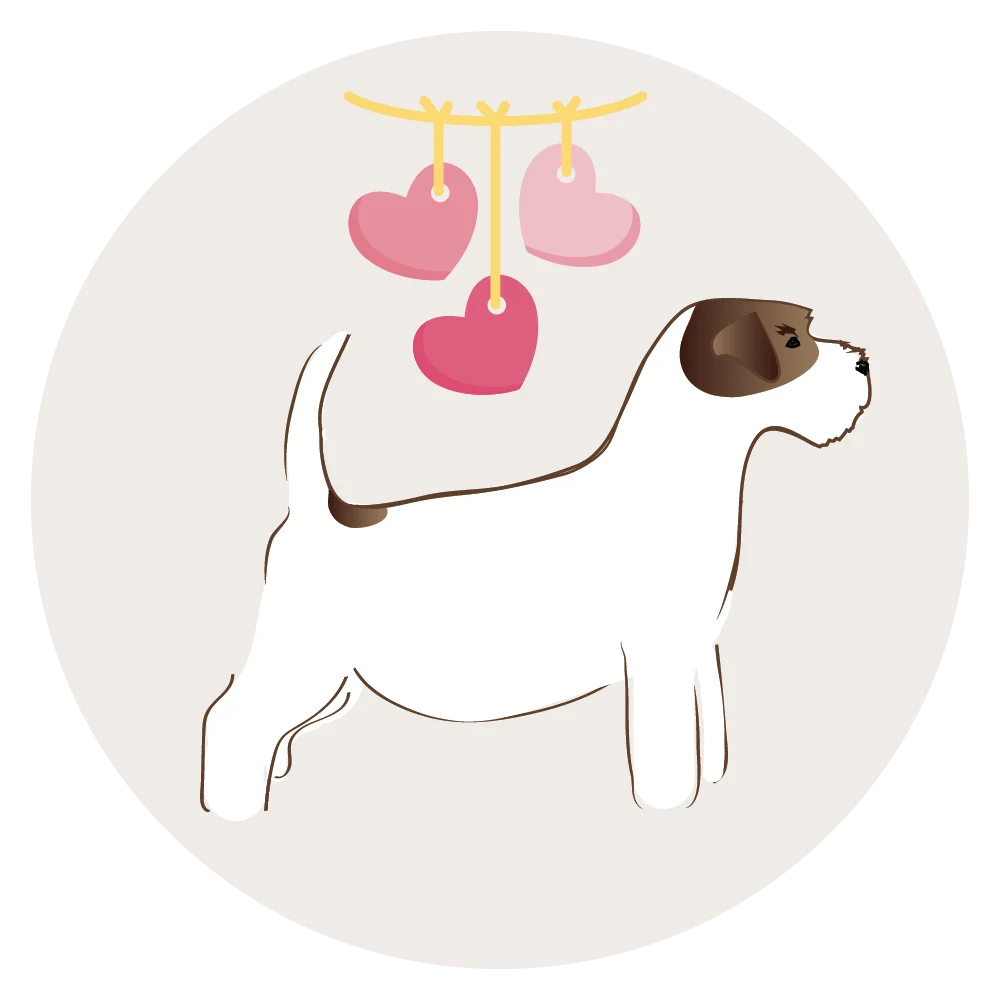 Adorable Jack Russell Terrier with Hanging Heart Clipart Design