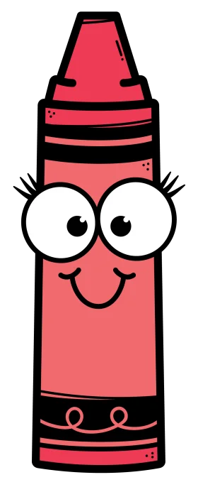 Adorable Red Crayon Clipart Character with Expressive Cartoon Eyes