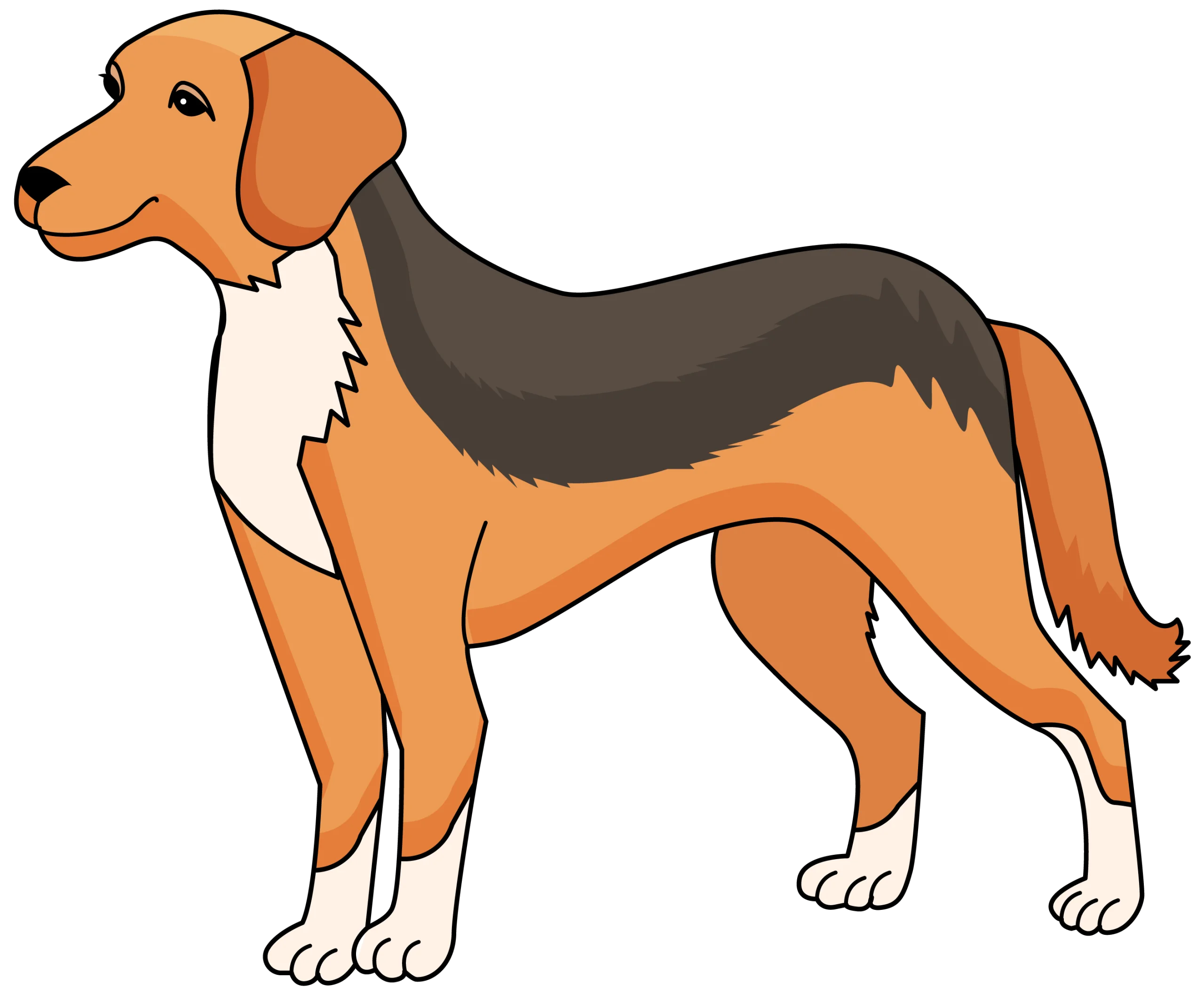 Adorable Standing Canine Clipart Illustration with Warm Color Palette