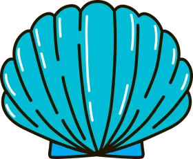 Aquamarine Seashell Clipart - Elegant Marine Illustration with Symmetrical Design