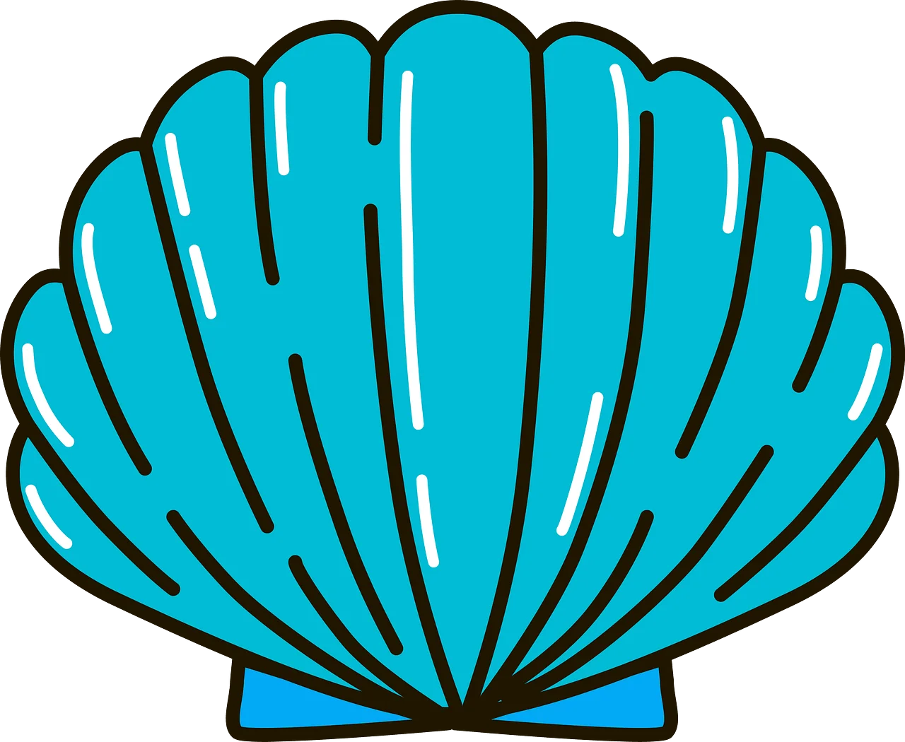 Aquamarine Seashell Clipart - Elegant Marine Illustration with Symmetrical Design