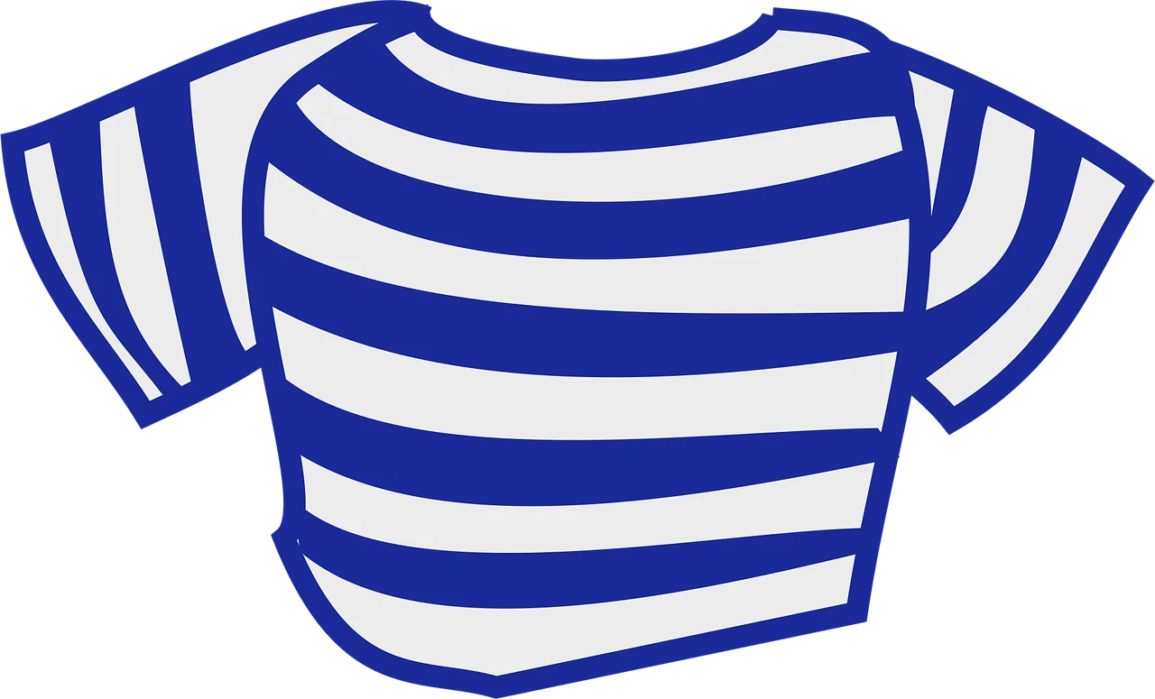 Blue and White Striped Nautical Sailor Style Short-Sleeve Clipart Shirt