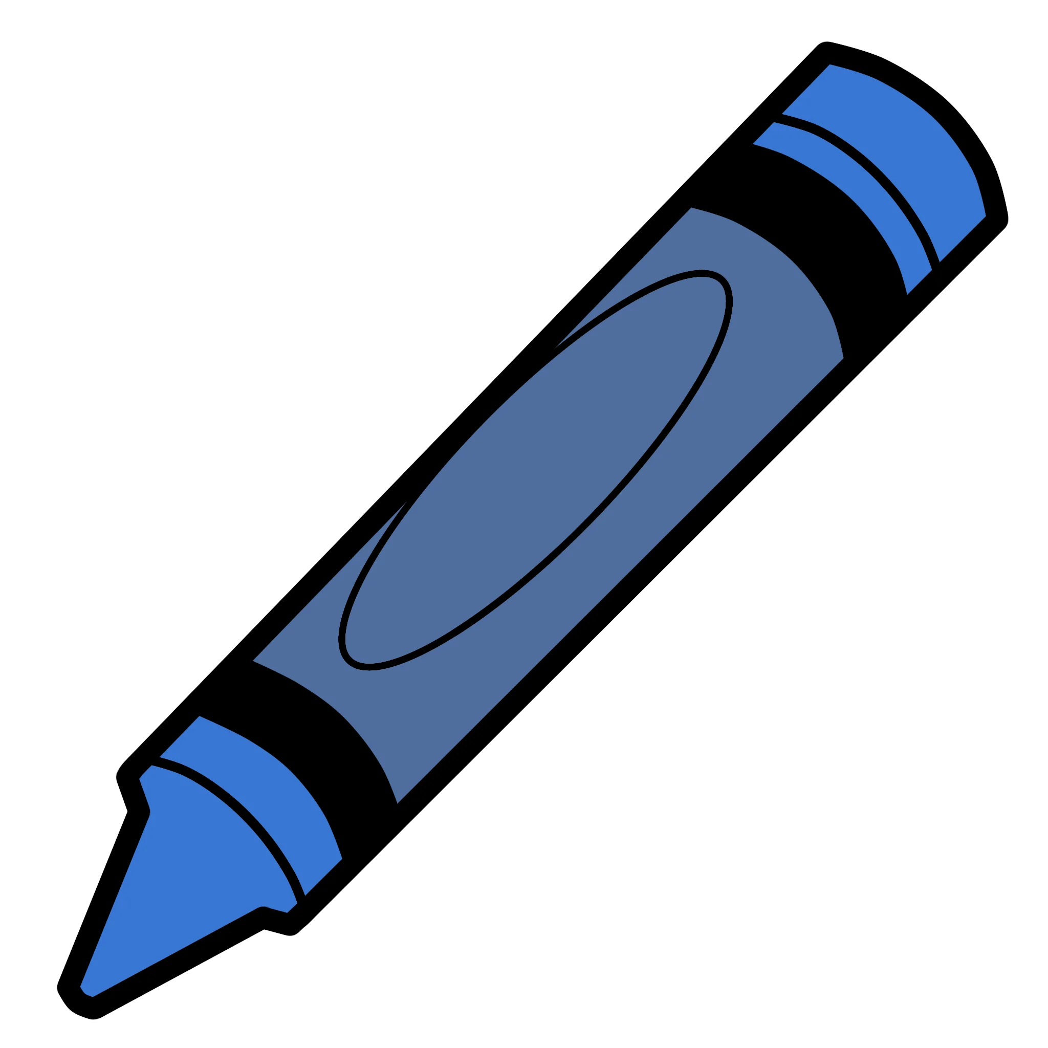 Blue Artistic Crayon Clipart - Simple and Elegant Drawing Tool Graphic