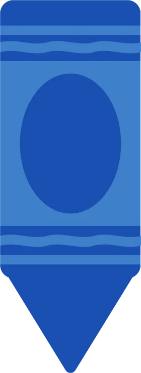 Blue Monochromatic Crayon Clipart Illustration with Geometric Design