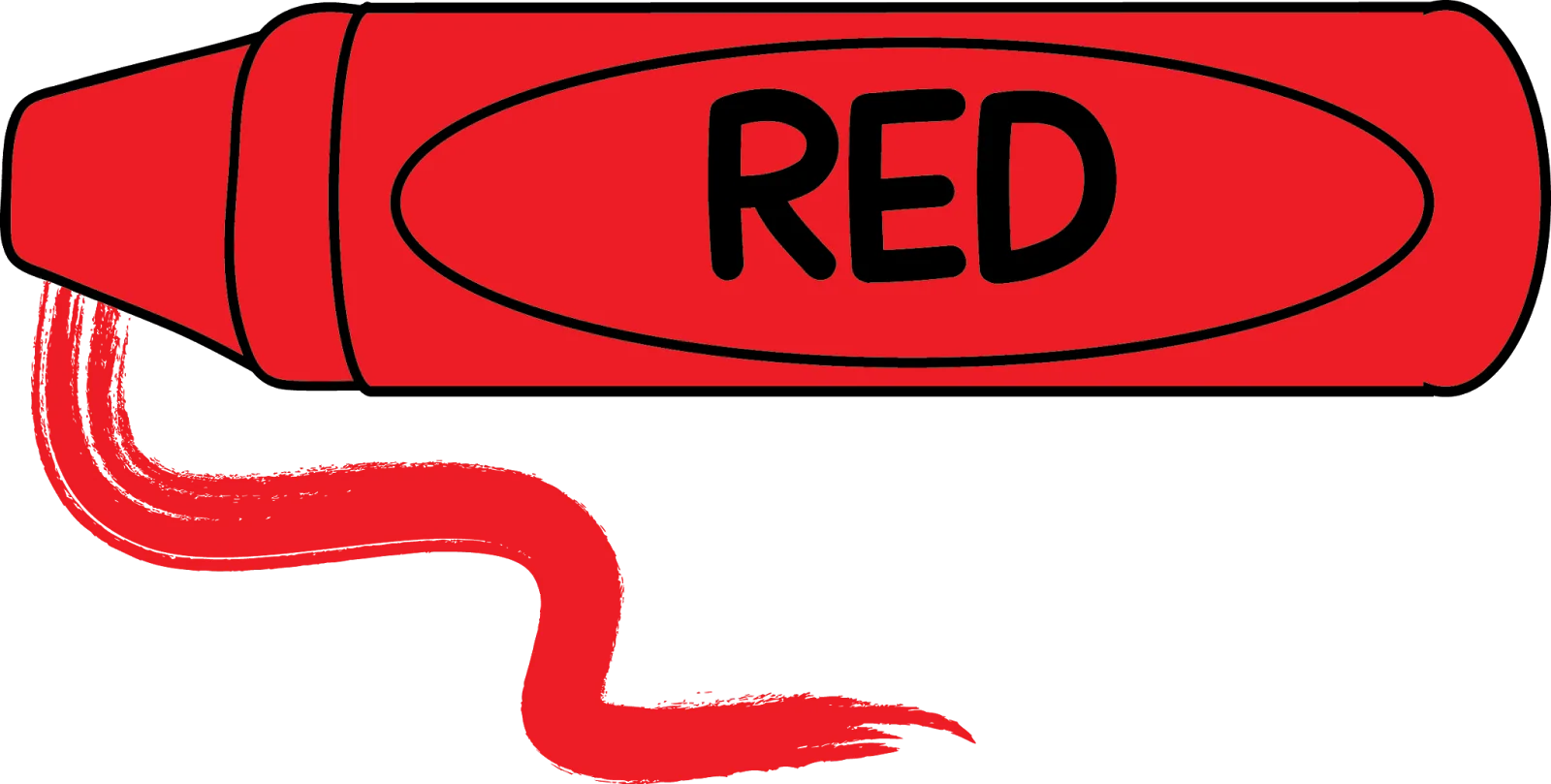 Bright Red Crayon Clipart Illustration with Smooth Wavy Coloring Trail