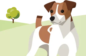 Charming Jack Russell Terrier Clipart Illustration on Peaceful Landscape