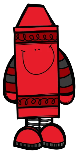 Cheerful Red Crayon Character Clipart with Playful Anthropomorphic Design
