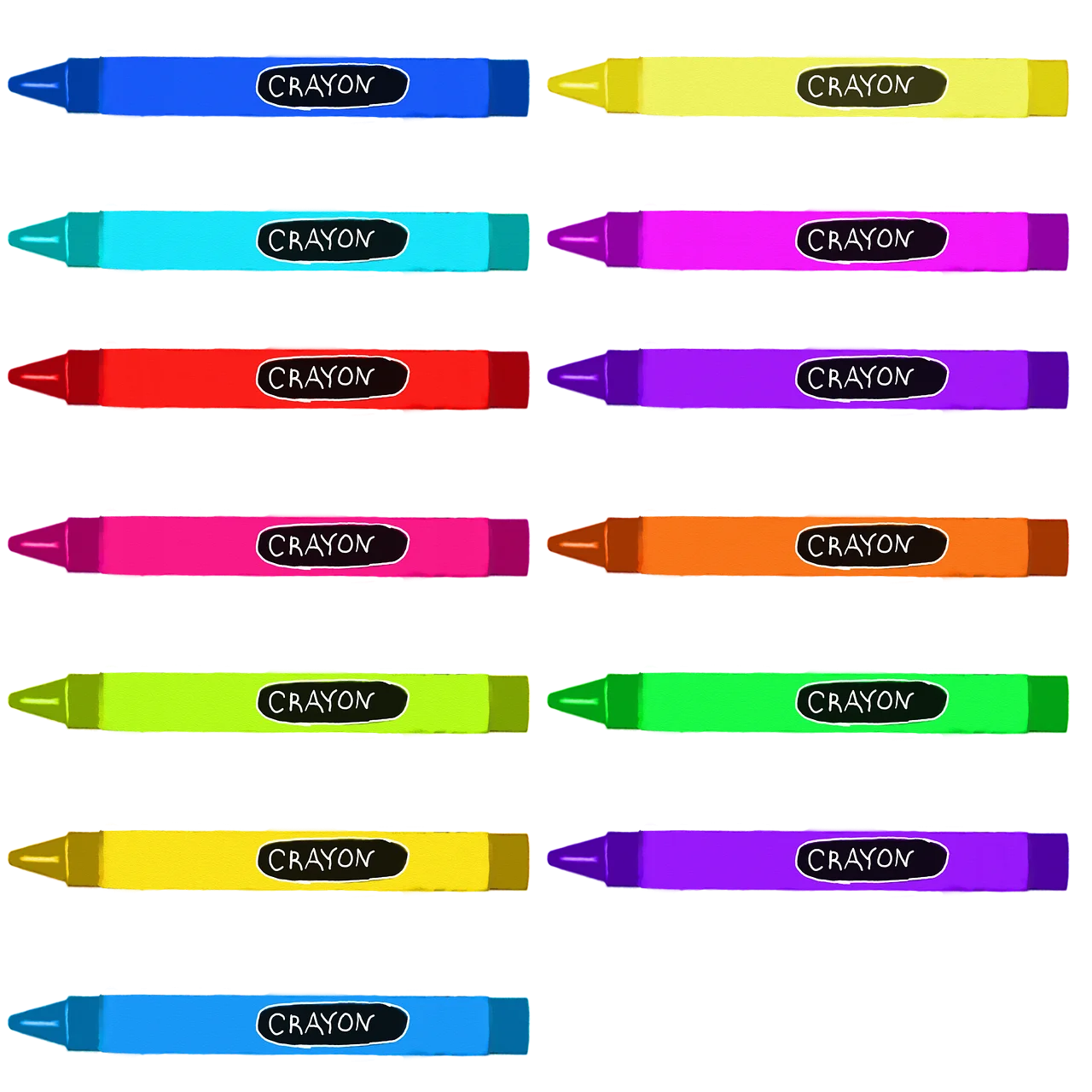 Colorful Wax Crayon Clipart Collection Showcasing Diverse Rainbow Spectrum