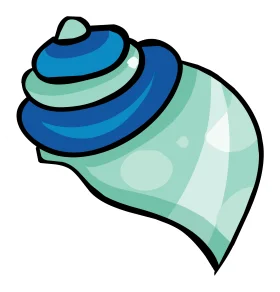 Elegant Coastal Seashell Clipart with Soft Blue and Mint Green Tones