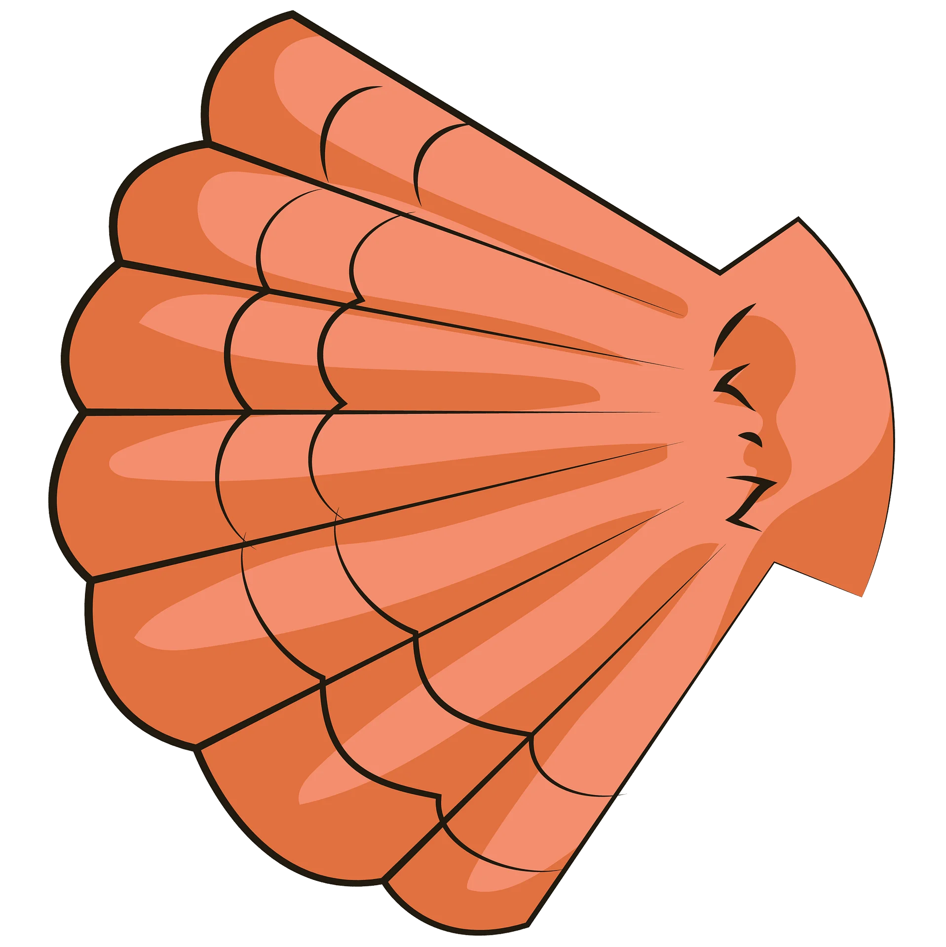 Elegant Coral-Toned Seashell Clipart with Delicate Radial Design