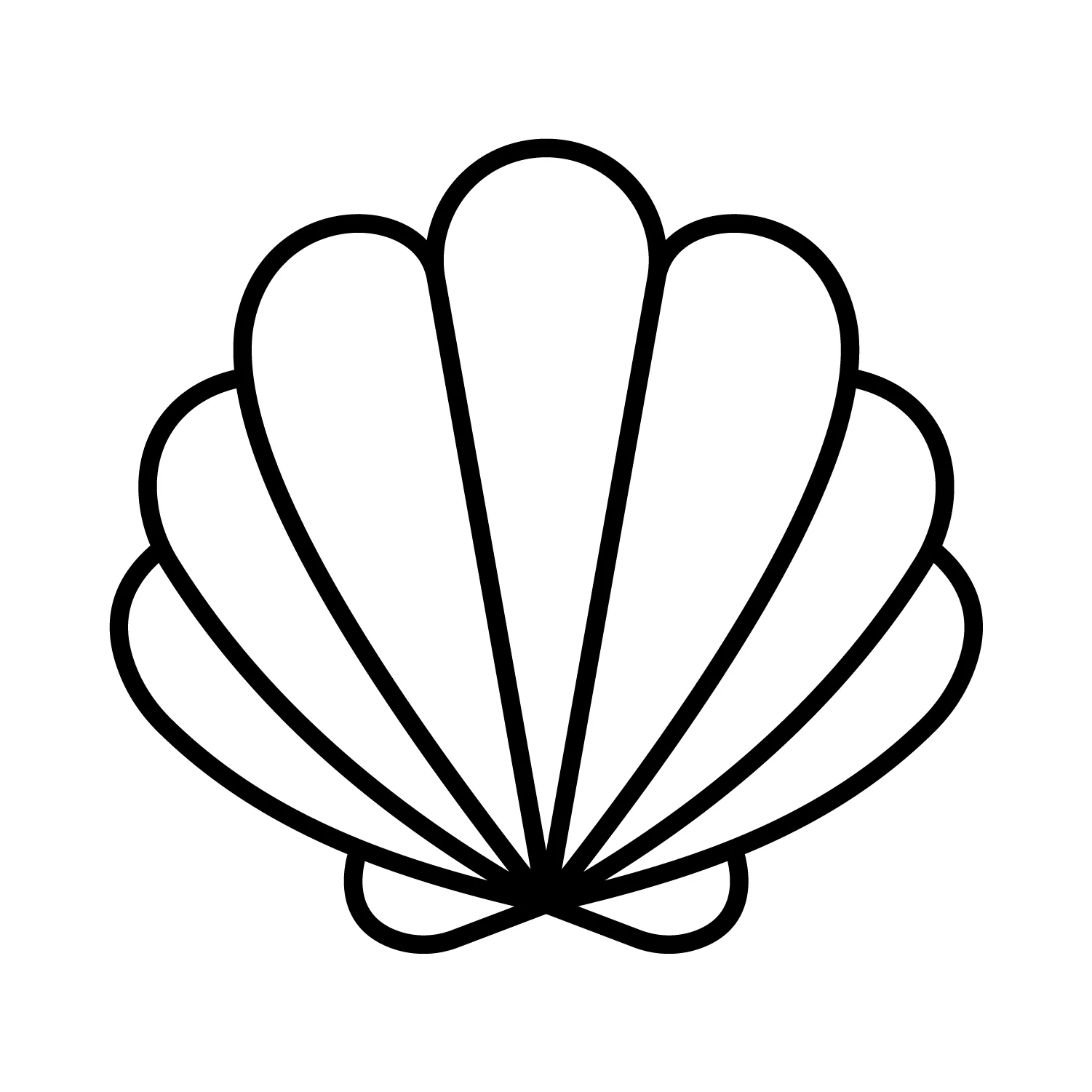 Elegant Minimalist Seashell Clipart - Simple Line Art Ocean Design
