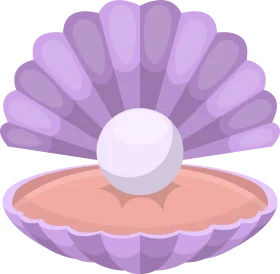 Elegant Pastel Purple Seashell with Pearl Clipart Illustration Design