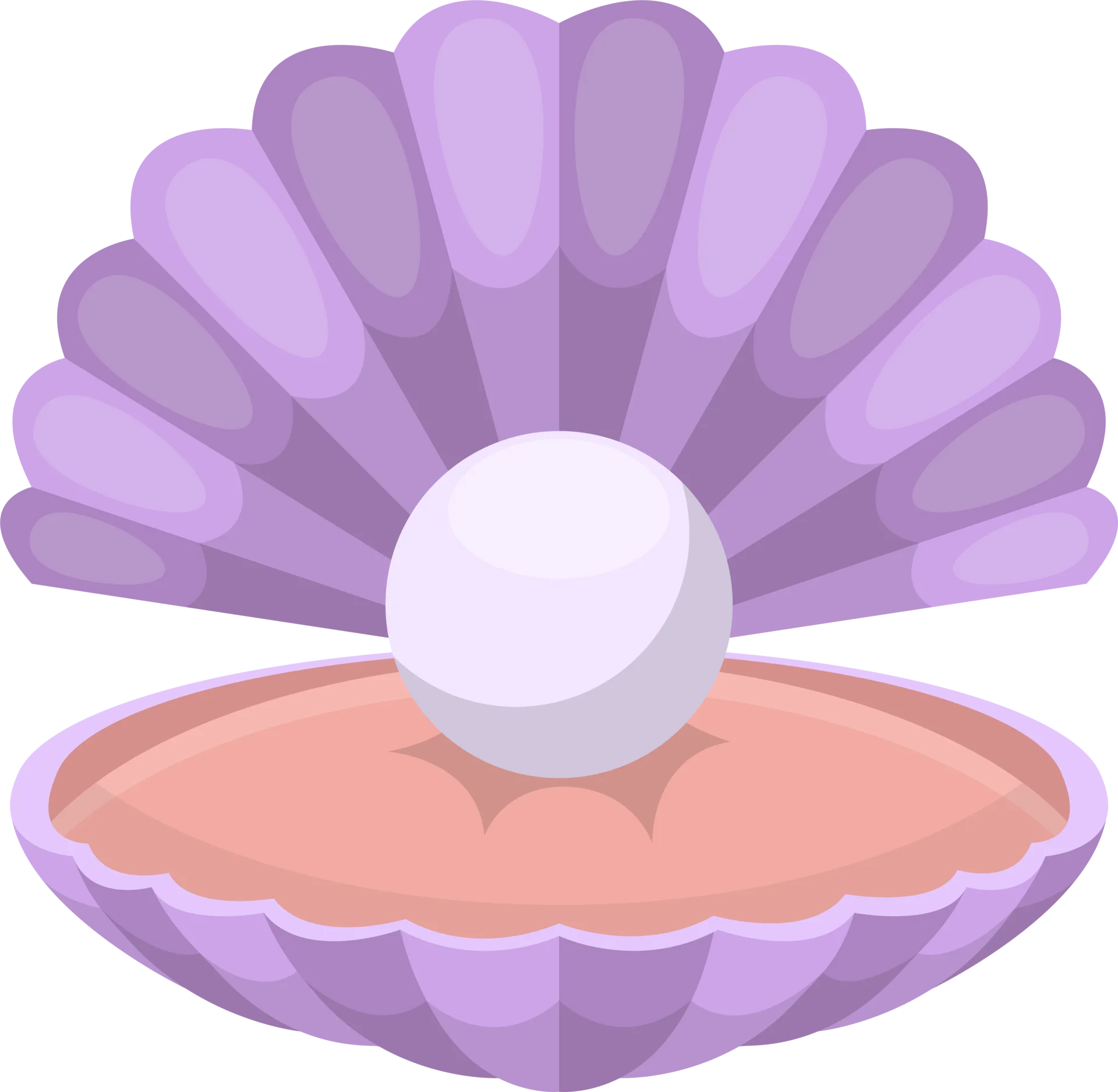 Elegant Pastel Purple Seashell with Pearl Clipart Illustration Design