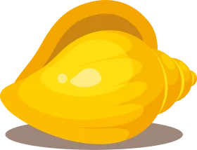 Golden Seashell Clipart: Luminous Conch Shell Illustration for Ocean-Themed Designs