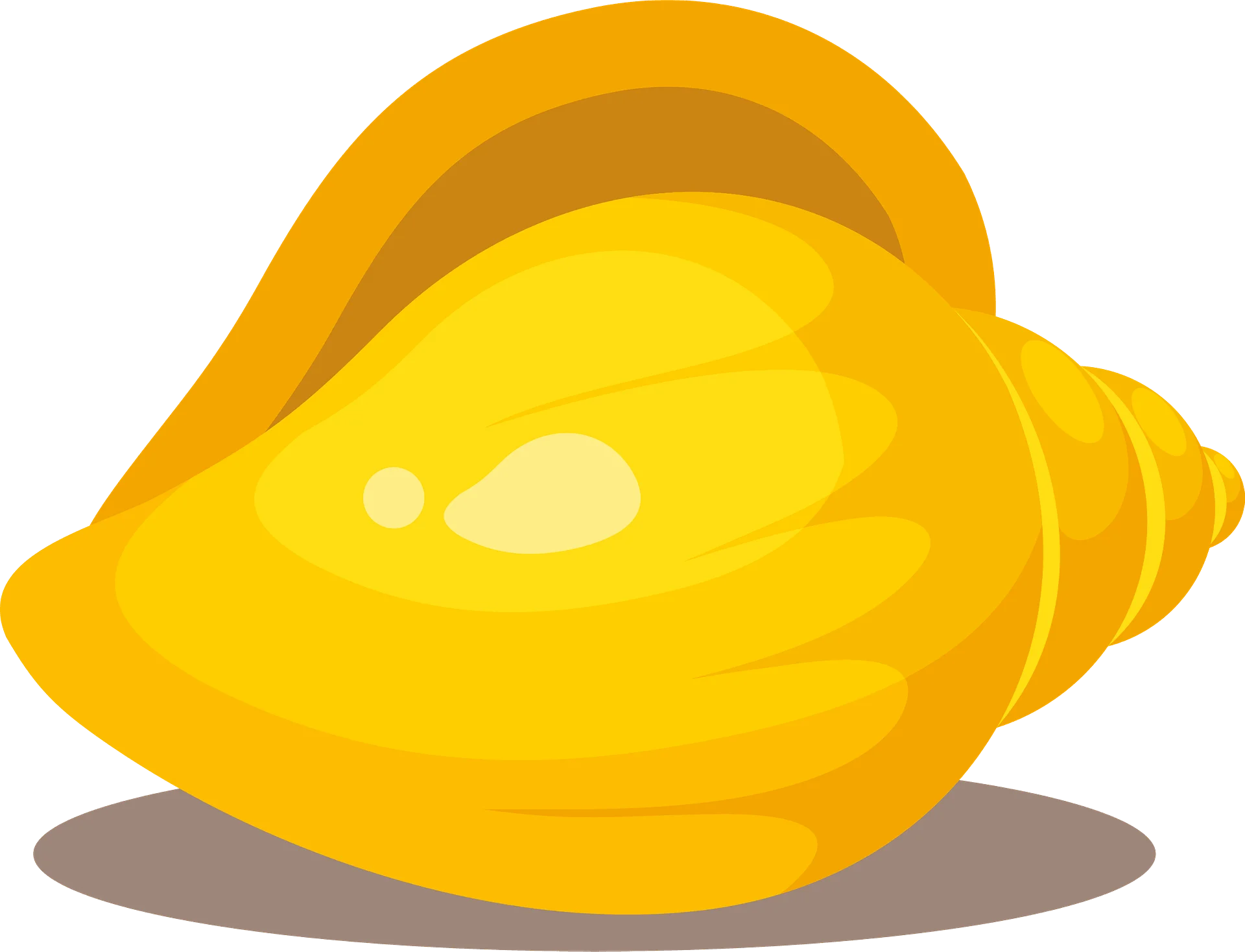 Golden Seashell Clipart: Luminous Conch Shell Illustration for Ocean-Themed Designs