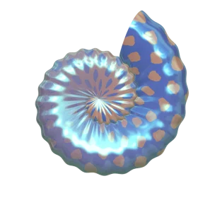 Iridescent Blue and Purple Nautilus Shell Spiral Clipart with Luminous Texture