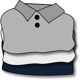 Minimalist Stacked Polo Shirts Clipart in Grayscale Color Palette