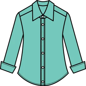 Mint Green Three-Quarter Sleeve Button-Down Shirt Clipart Design