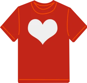 Passionate Red T-Shirt Clipart with Bold White Heart Design Symbol
