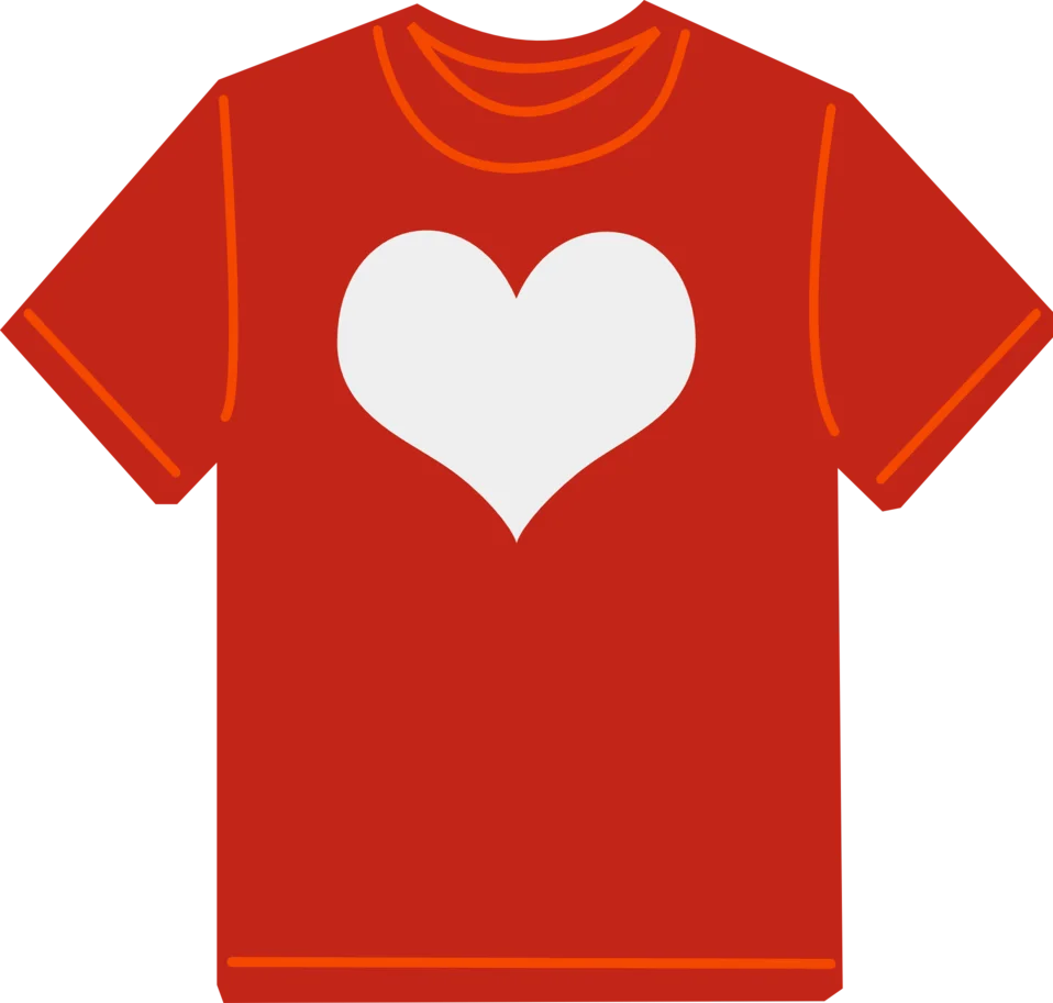 Passionate Red T-Shirt Clipart with Bold White Heart Design Symbol