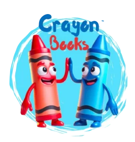 Playful Crayon Clipart Characters Celebrating Friendship and Books
