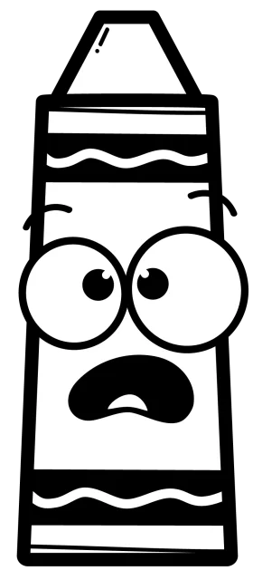 Quirky Black and White Crayon Clipart Character with Comical Facial Expression