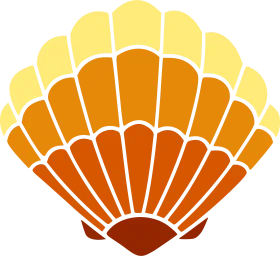 Radiant Golden-Orange Seashell Clipart Design with Symmetrical Fan Pattern