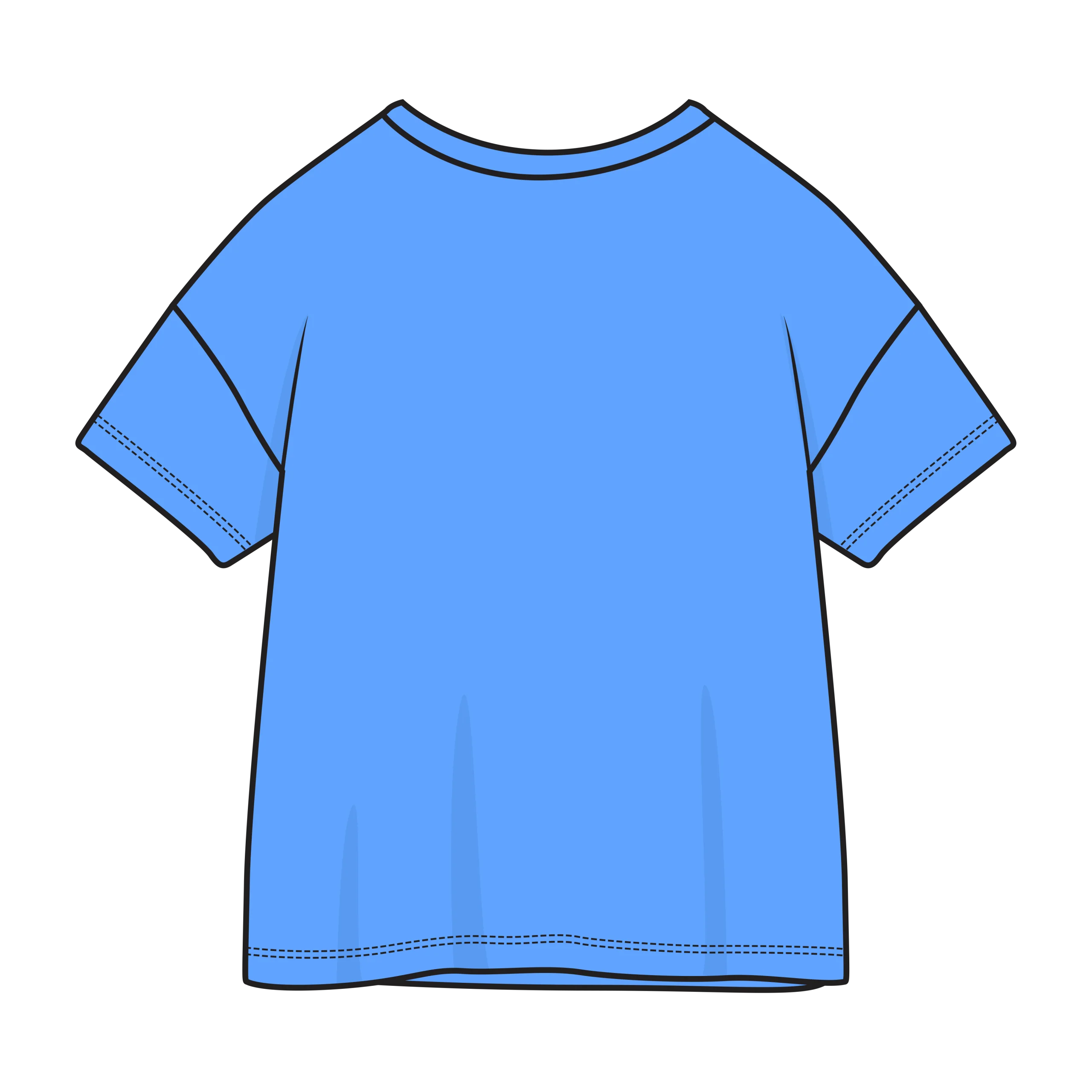 Simple Light Blue Short-Sleeve T-Shirt Basic Clipart Illustration Design