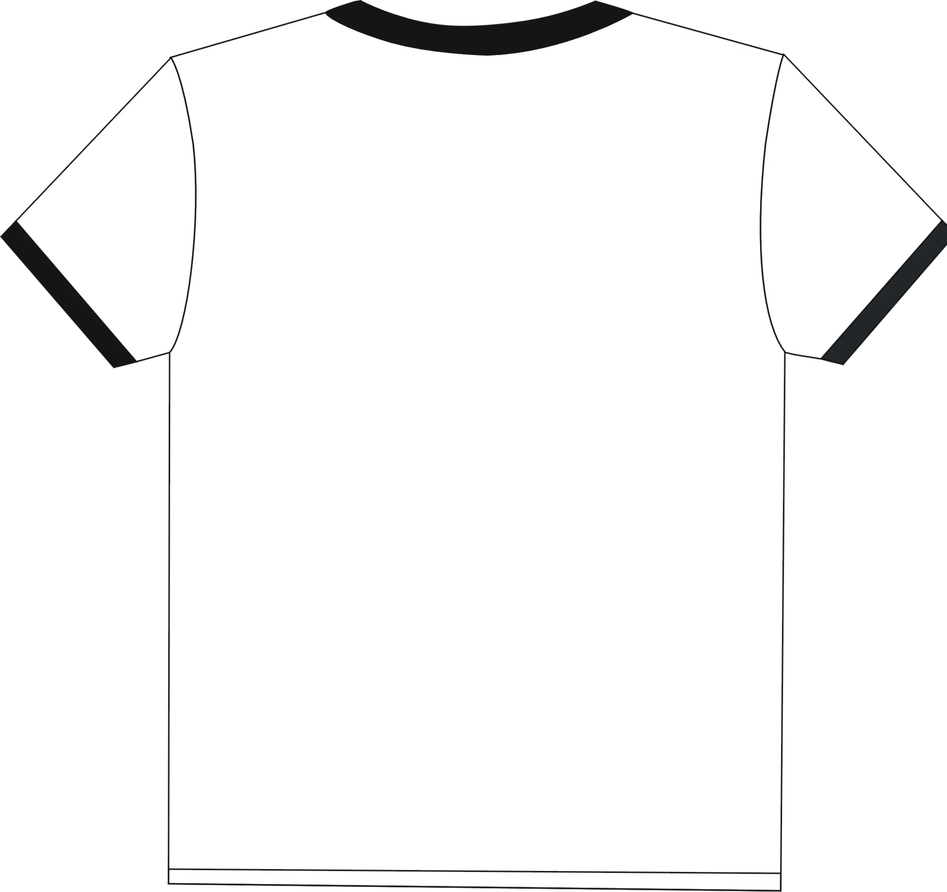 Simple White Ringer T-Shirt Clipart Design with Black Trim Edges