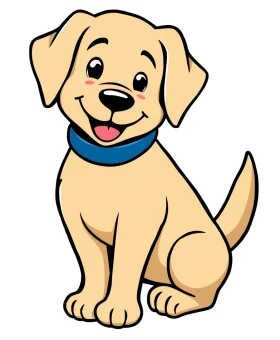 Adorable Smiling Labrador Puppy Clipart - Cute Cartoon Dog Illustration