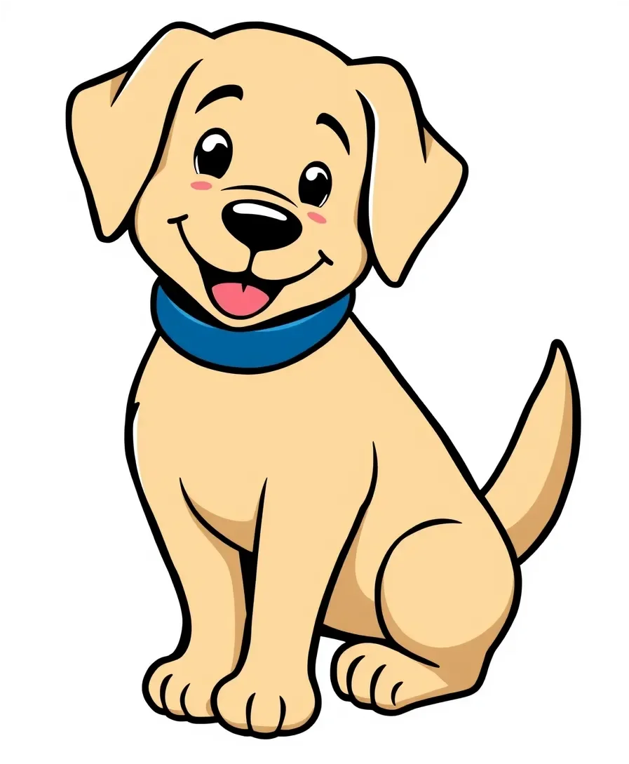 Adorable Smiling Labrador Puppy Clipart - Cute Cartoon Dog Illustration