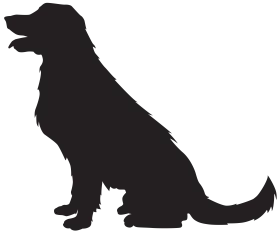 Elegant Black Silhouette of Sitting Retriever Dog Clipart Design
