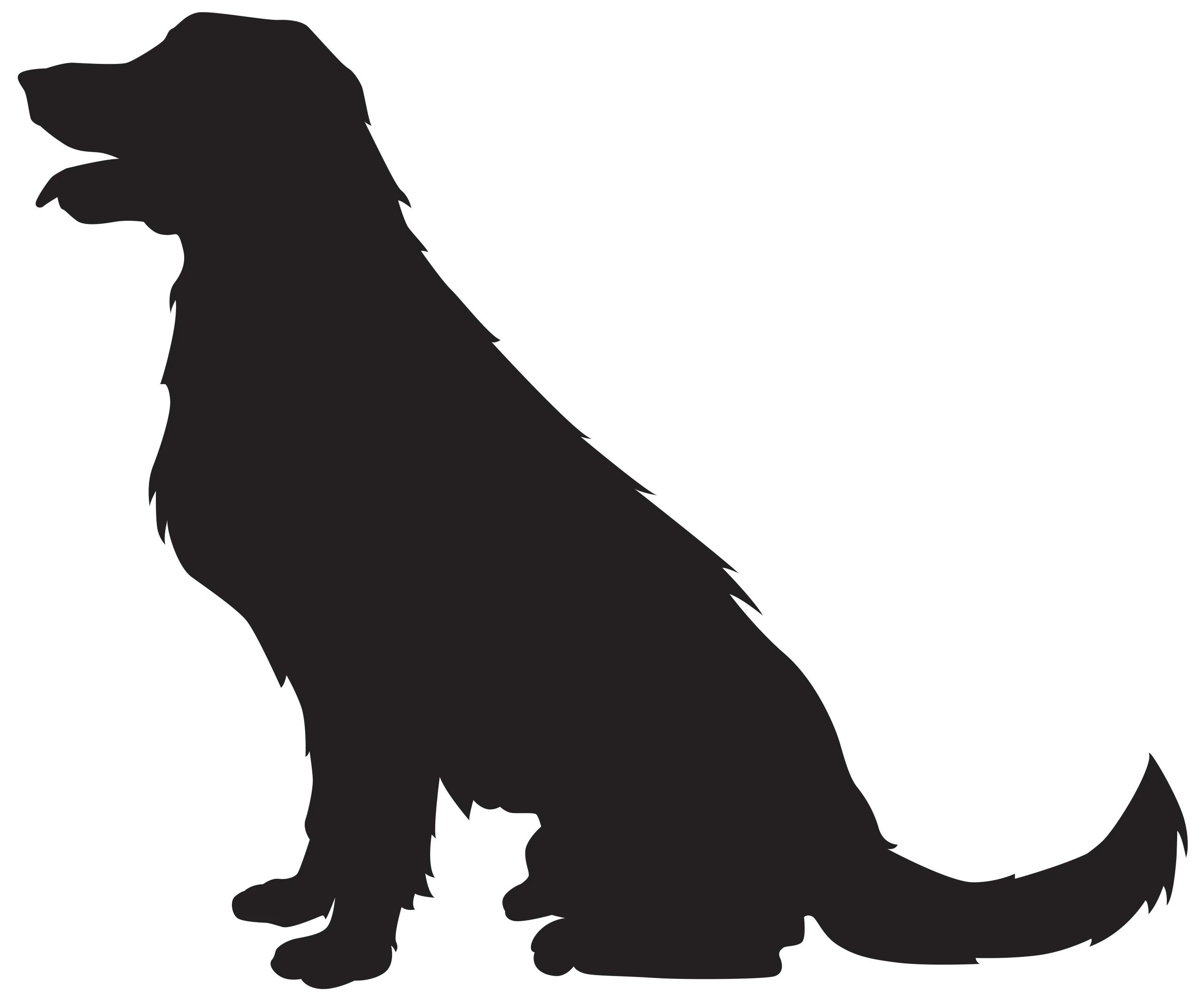 Elegant Black Silhouette of Sitting Retriever Dog Clipart Design