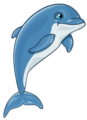 Adorable Friendly Blue Dolphin Cartoon Clipart Illustration for Kids