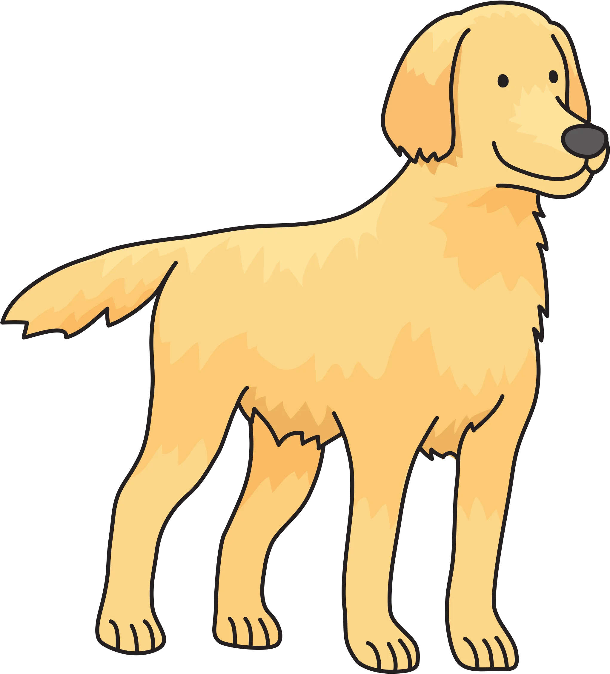 Adorable Golden Retriever Puppy Cartoon Style Clipart Illustration